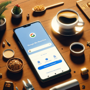 celular em cima da mesa de trabalho para otimizar o perfil do Google Meu Negocio